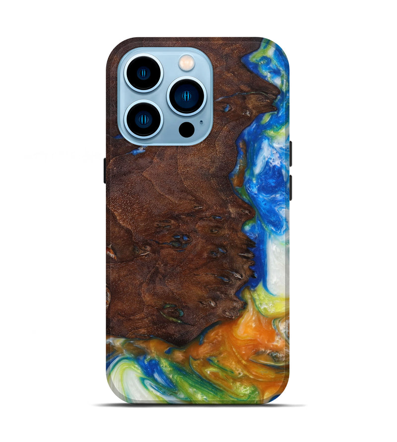 iPhone 14 Pro Wood+Resin Live Edge Phone Case - Emir (Blue, 623005)