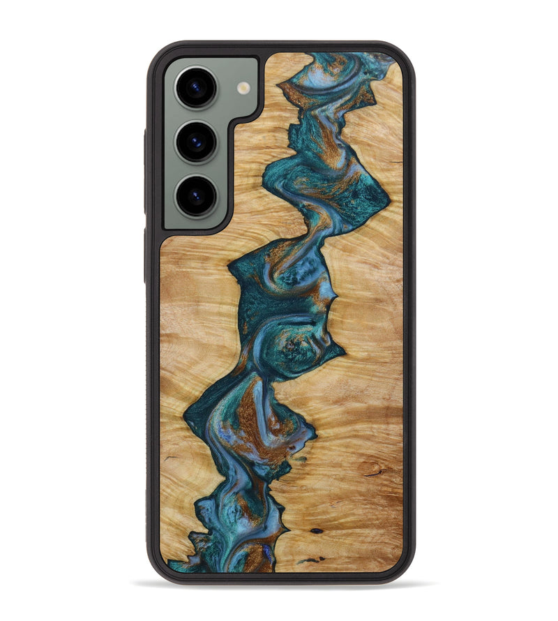 Galaxy S23 Plus Wood+Resin Phone Case - Hubert (Teal & Gold, 647500)