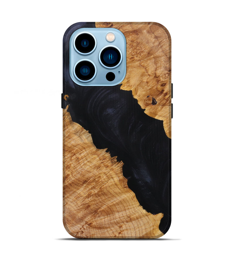 iPhone 14 Pro Wood+Resin Live Edge Phone Case - Emmarie (Pure Black, 614558)