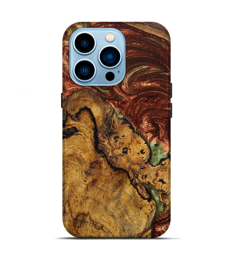 iPhone 14 Pro Wood+Resin Live Edge Phone Case - Annalise (Red, 639583)