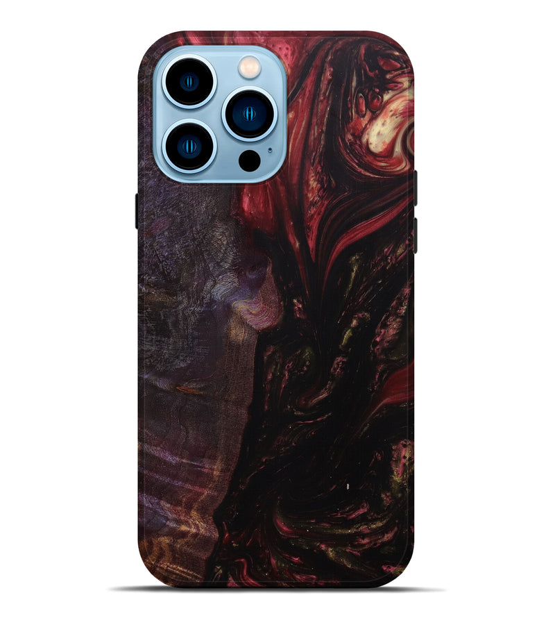 iPhone 14 Pro Max Wood+Resin Live Edge Phone Case - Rose (Red, 623195)