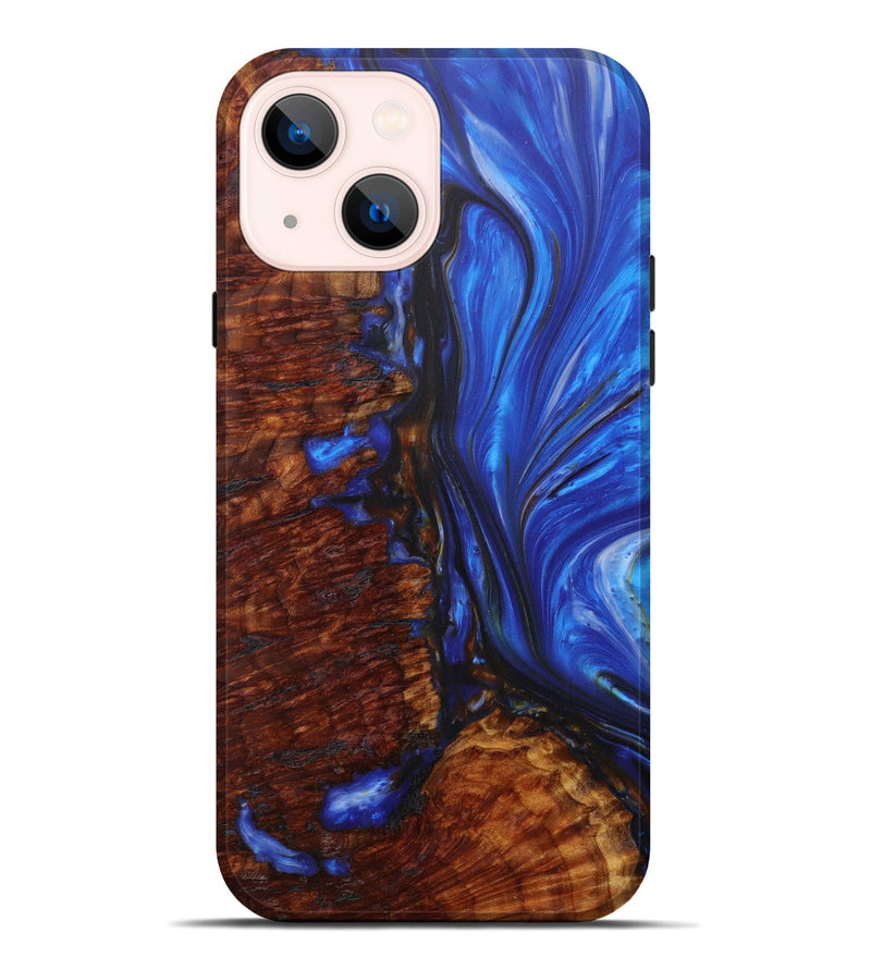 iPhone 14 Plus Wood+Resin Live Edge Phone Case - Thurman (Dark Blue, 610392)