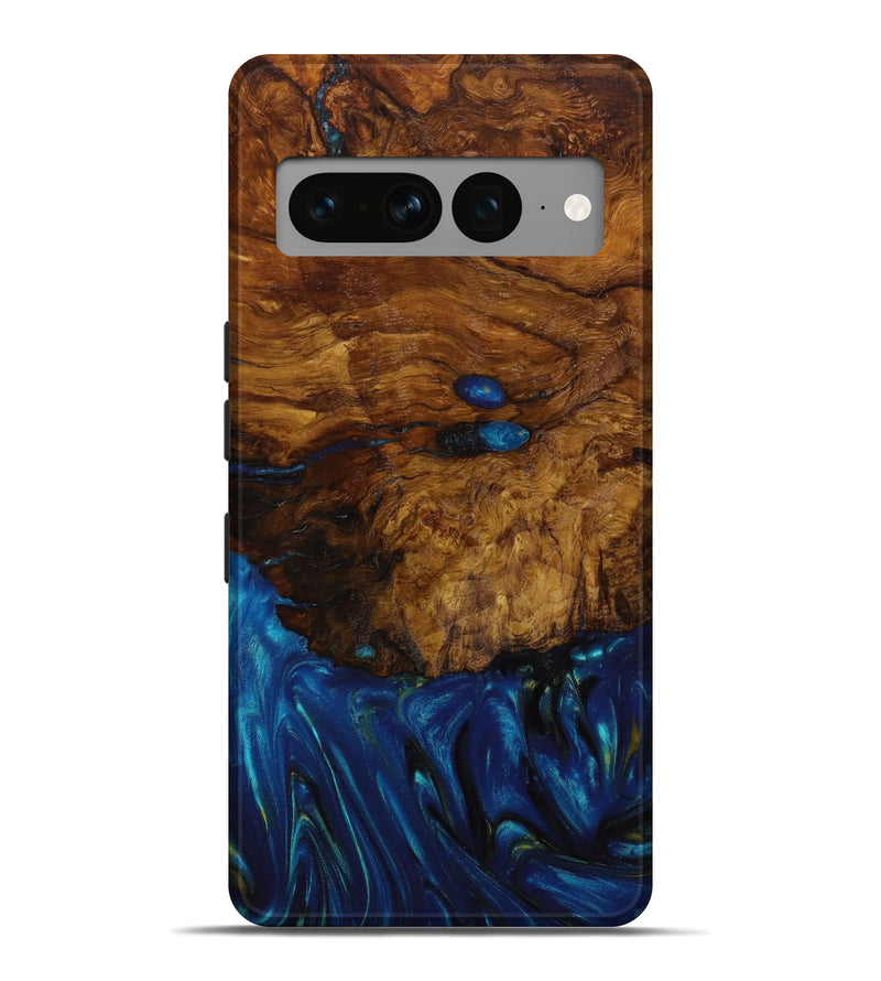 Pixel 7 Pro Wood+Resin Live Edge Phone Case - Taryn (Teal & Gold, 641954)