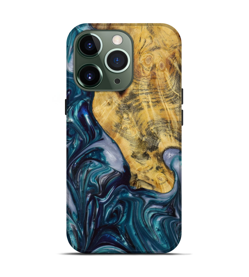 iPhone 13 Pro Wood+Resin Live Edge Phone Case - Parker (Blue, 646915)