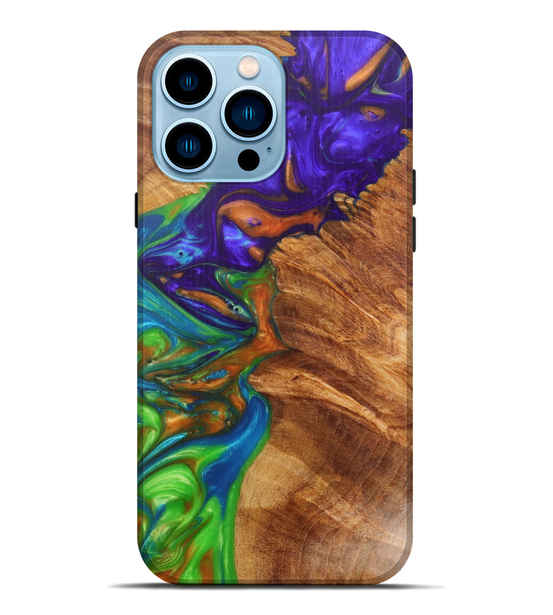 iPhone 14 Pro Max Wood+Resin Live Edge Phone Case - Margarete (Purple, 597060)