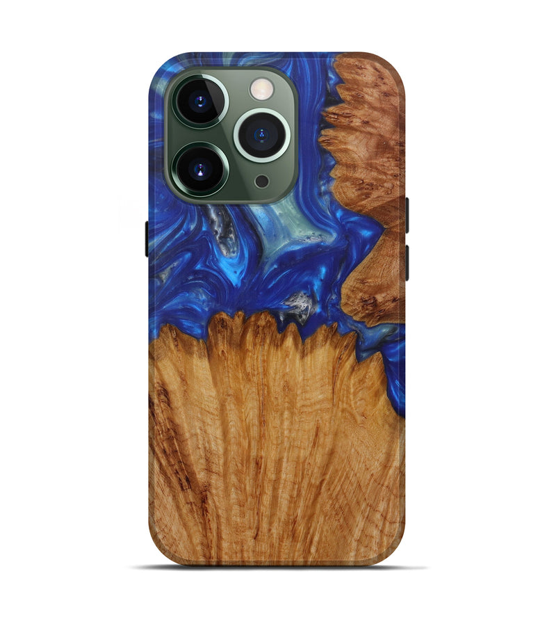 iPhone 13 Pro Wood+Resin Live Edge Phone Case - Ahmad (Light Blue, 586264)