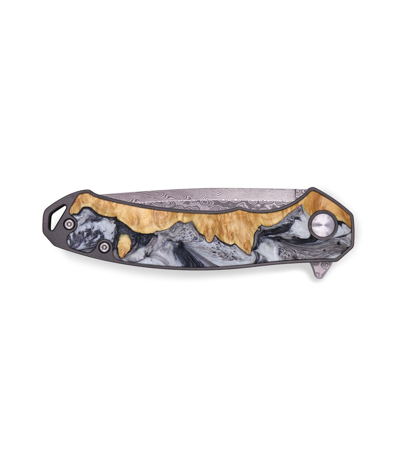 EDC Wood+Resin Pocket Knife - Maria (Black & White, 640337)