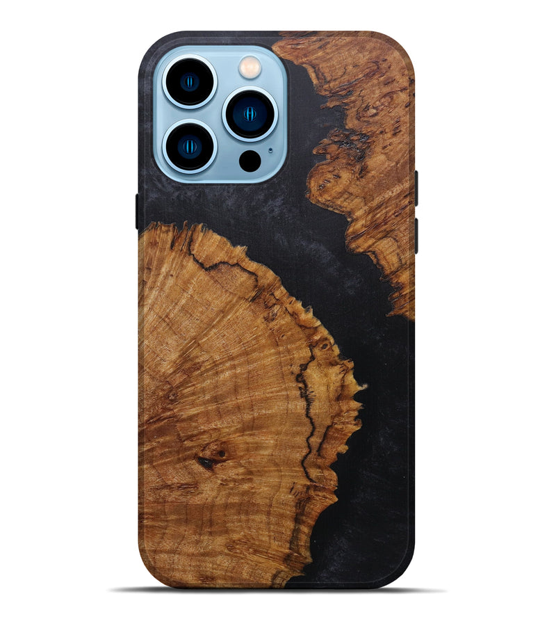 iPhone 14 Pro Max Wood+Resin Live Edge Phone Case - Felicia (Pure Black, 591418)