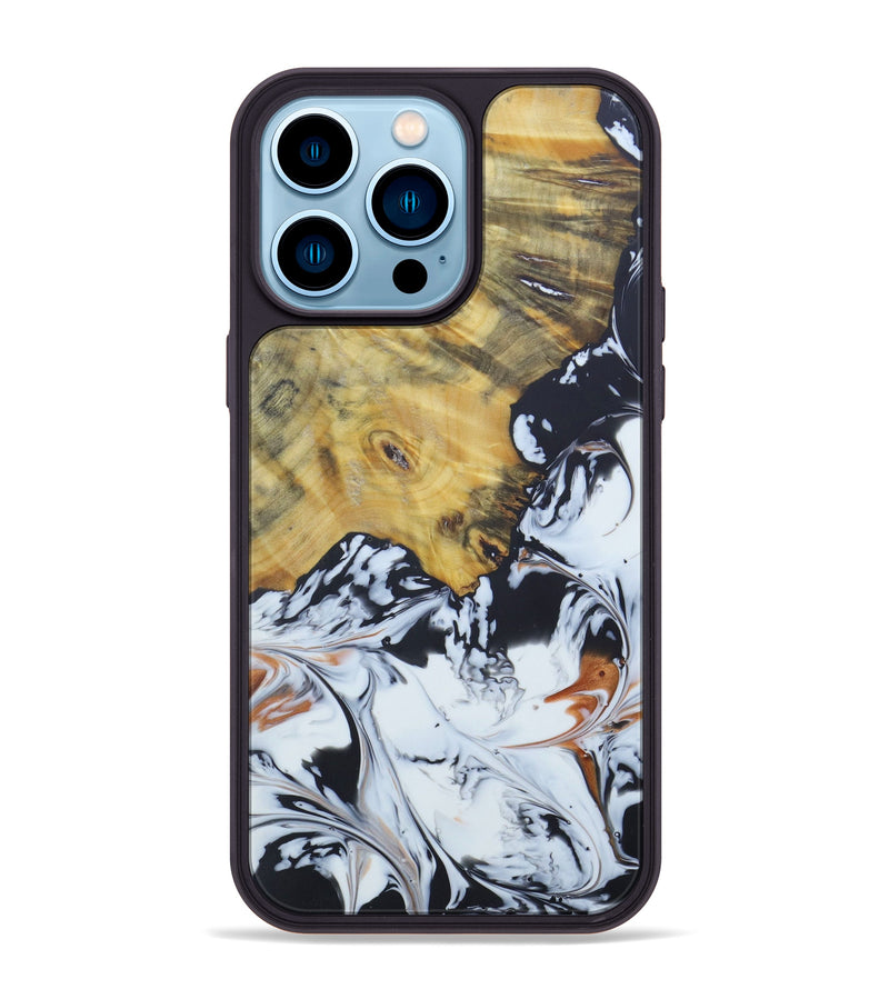 iPhone 14 Pro Max Wood+Resin Phone Case - Jess (Black & White, 597478)