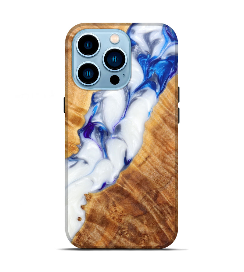 iPhone 14 Pro Wood+Resin Live Edge Phone Case - Katelynn (Blue, 631433)