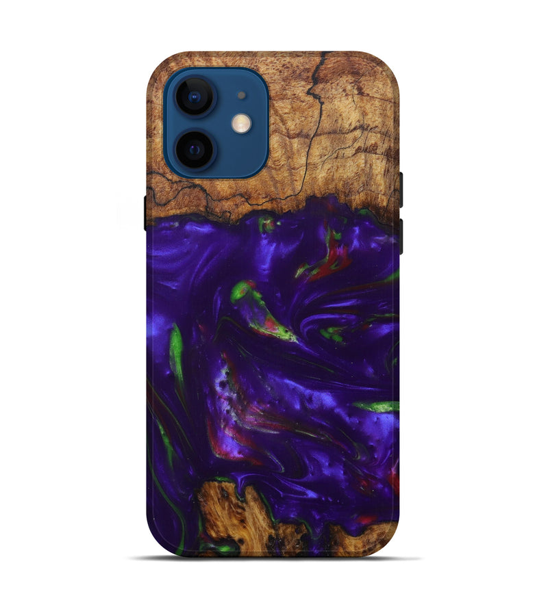 iPhone 12 Wood+Resin Live Edge Phone Case - Guillema (Purple, 599125)