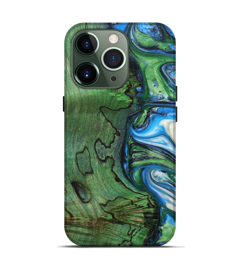 iPhone 13 Pro Wood+Resin Live Edge Phone Case - Kinley (Blue, 626888)