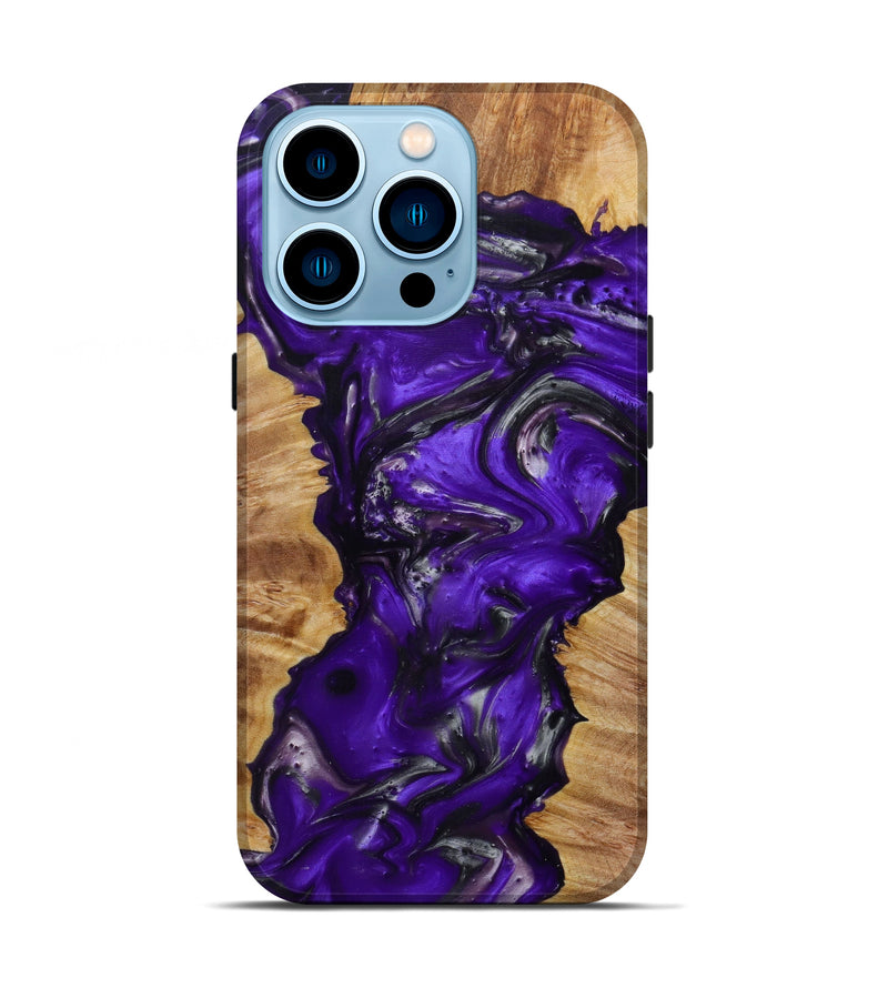 iPhone 14 Pro Wood+Resin Live Edge Phone Case - Melany (Purple, 585196)