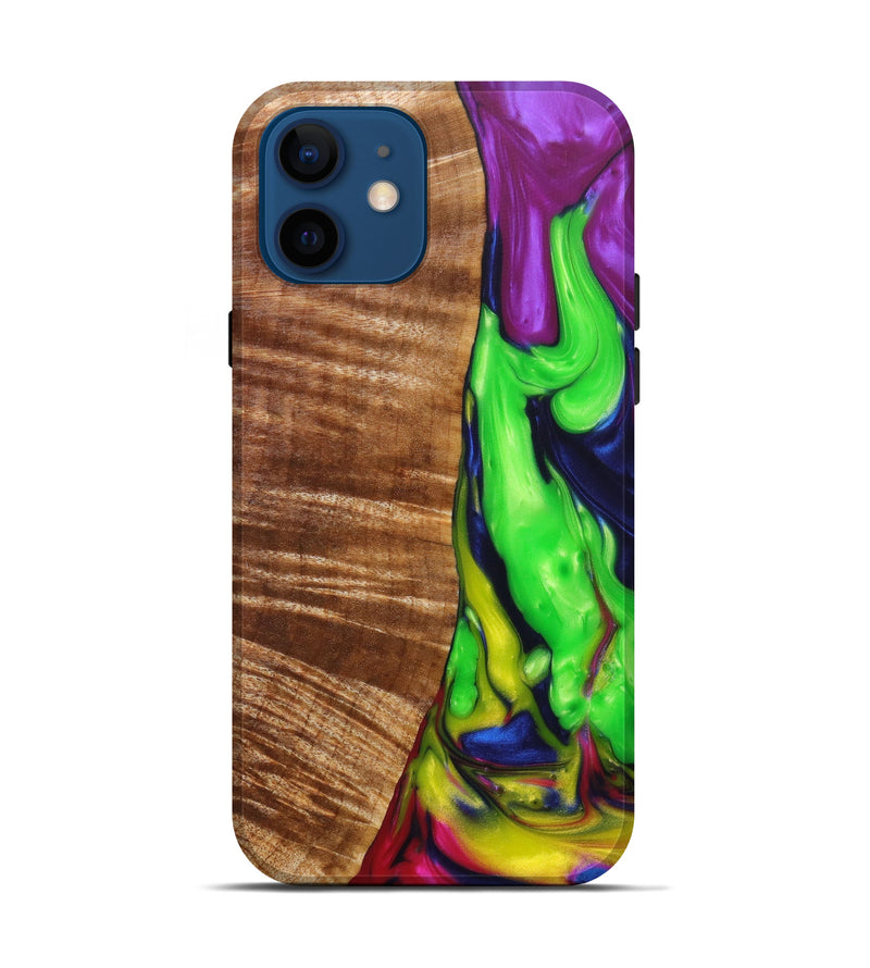 iPhone 12 Wood+Resin Live Edge Phone Case - Estrella (Green, 635532)