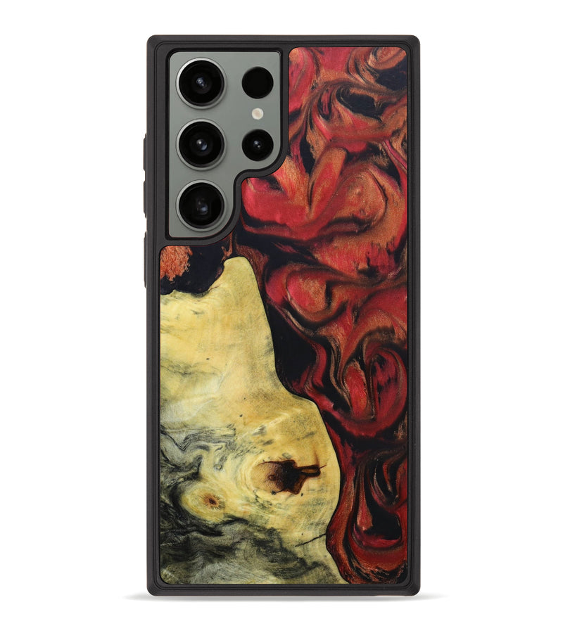 Galaxy S23 Ultra Wood+Resin Phone Case - Khalil (Red, 640977)
