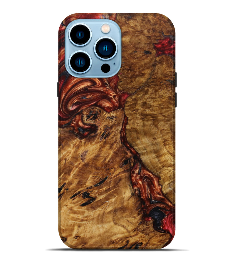 iPhone 14 Pro Max Wood+Resin Live Edge Phone Case - Essie (Red, 635671)
