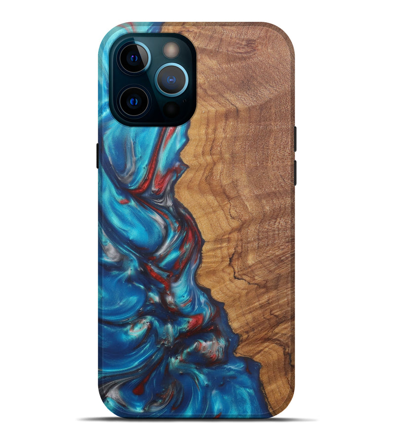 iPhone 12 Pro Max Wood+Resin Live Edge Phone Case - Joye (Light Blue, 579126)