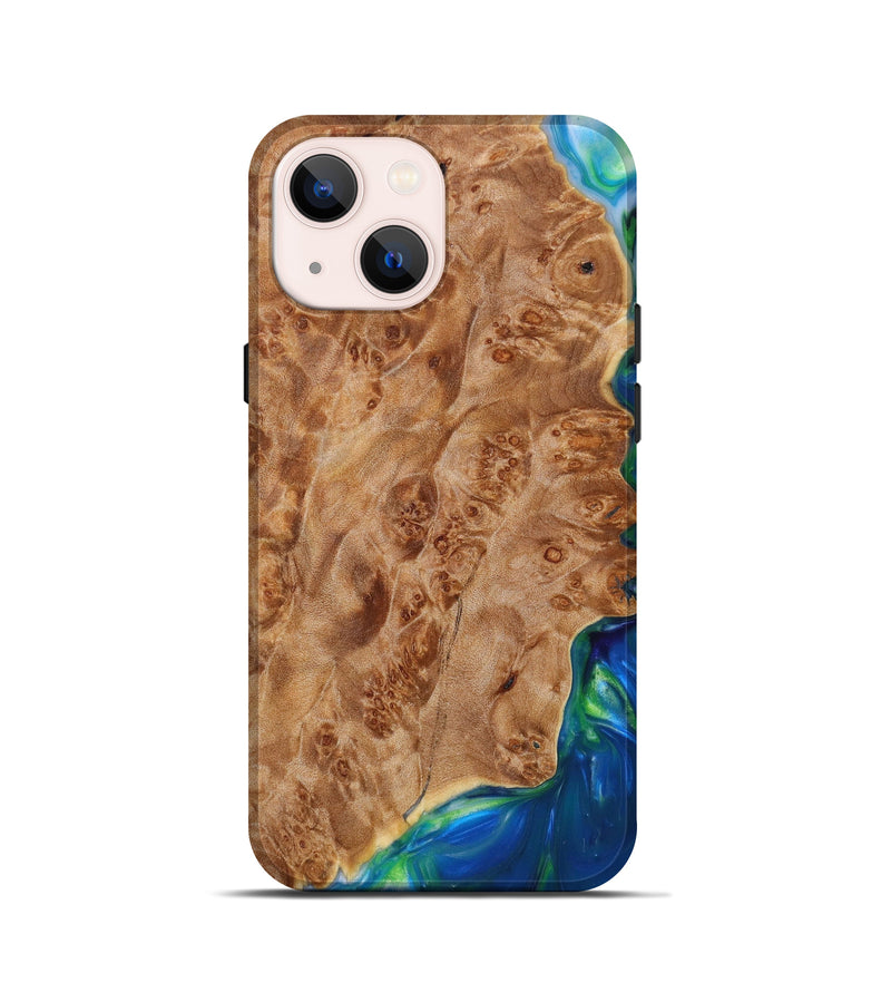 iPhone 13 mini Wood+Resin Live Edge Phone Case - Breann (Blue, 624332)