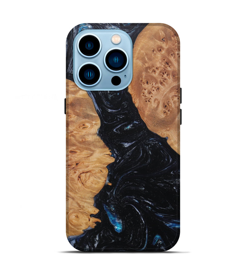 iPhone 14 Pro Wood+Resin Live Edge Phone Case - Yasmin (Black & White, 588023)