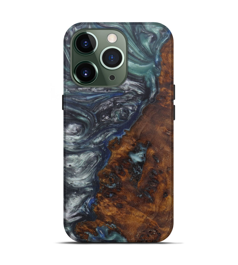 iPhone 13 Pro Wood+Resin Live Edge Phone Case - Kari (Light Blue, 594805)