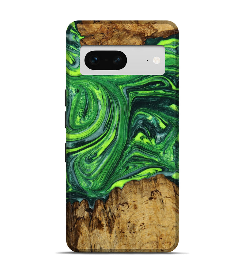 Pixel 7 Wood+Resin Live Edge Phone Case - Faye (Green, 647637)