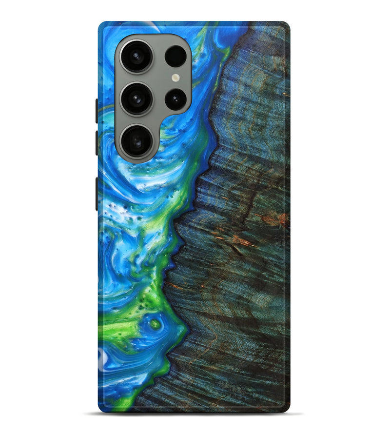 Galaxy S23 Ultra Wood+Resin Live Edge Phone Case - Lessie (Blue, 628361)