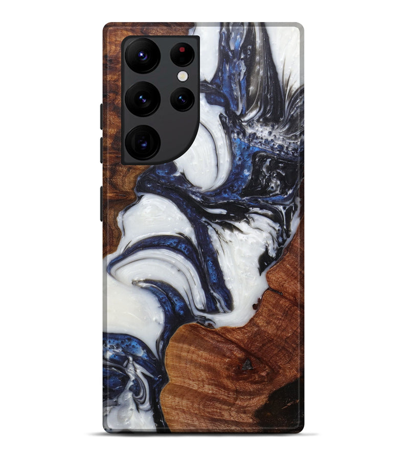 Galaxy S22 Ultra Wood+Resin Live Edge Phone Case - Christabel (Black & White, 593765)