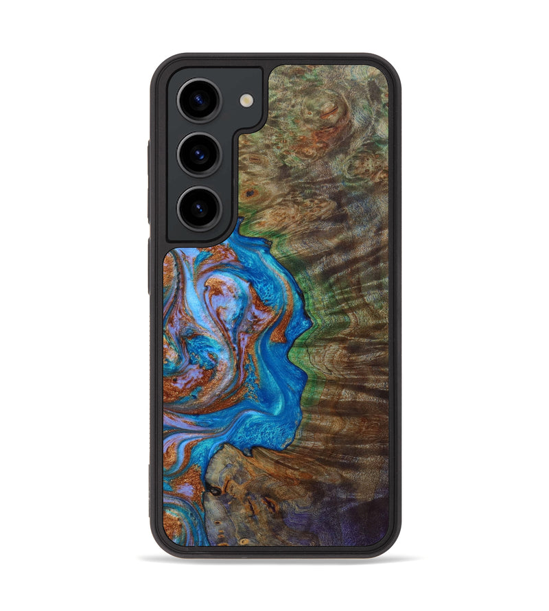 Galaxy S23 Wood+Resin Phone Case - Mauricio (Teal & Gold, 641674)