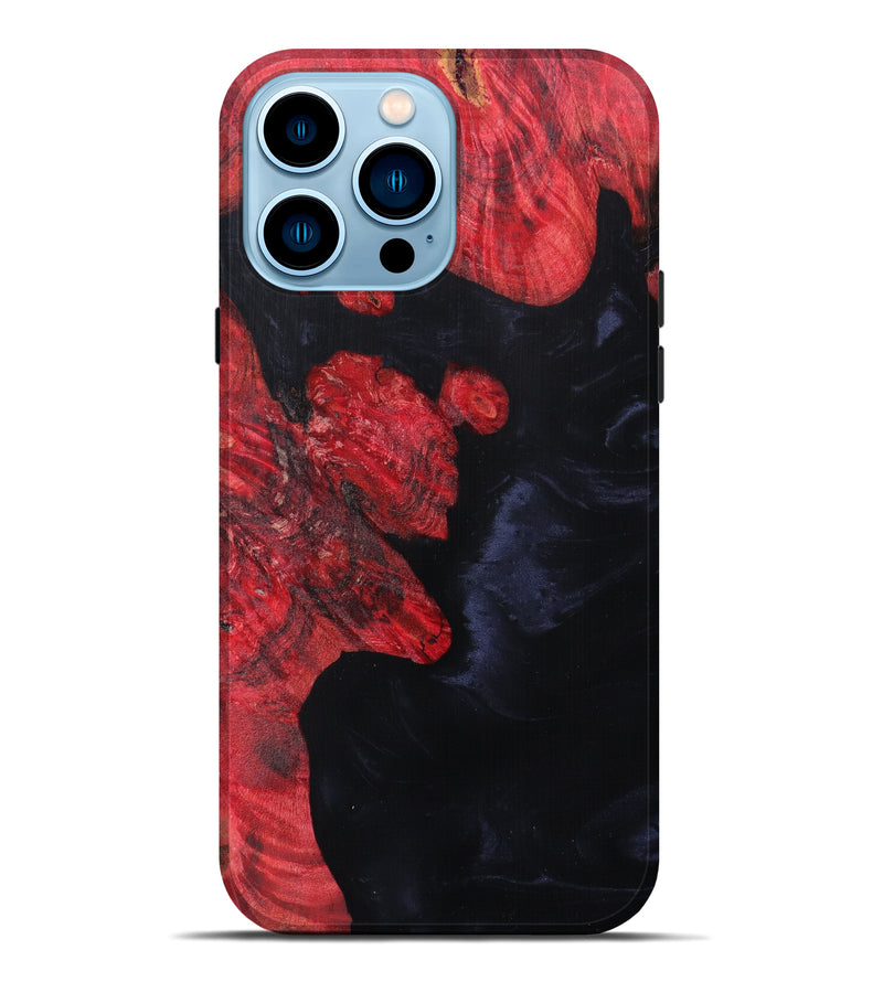 iPhone 14 Pro Max Wood+Resin Live Edge Phone Case - Kennith (Black & White, 627219)