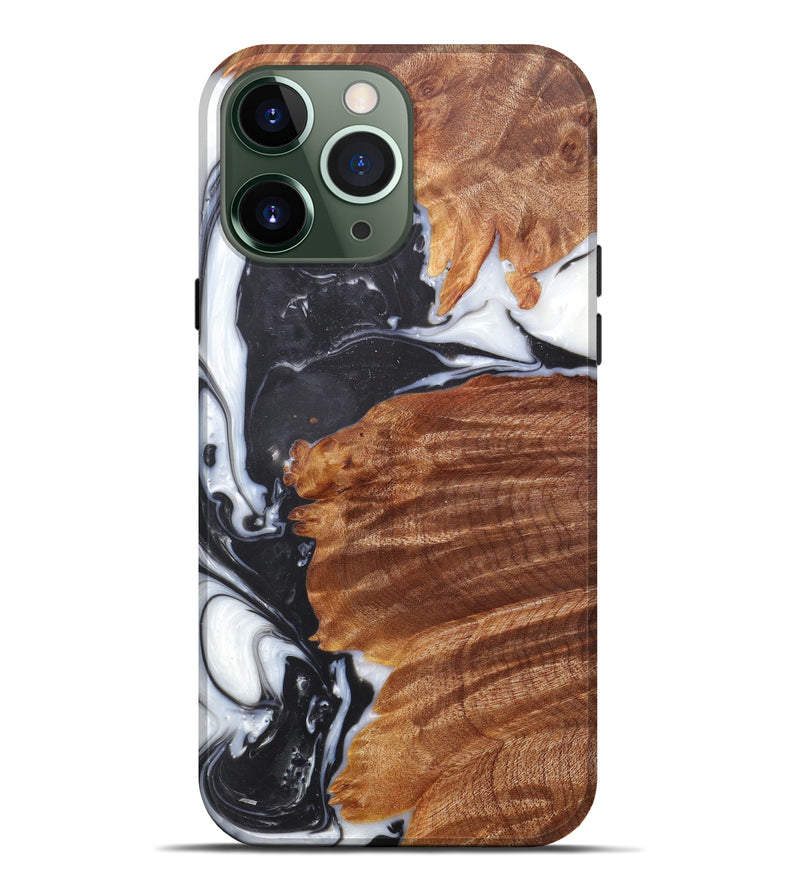iPhone 13 Pro Max Wood+Resin Live Edge Phone Case - Jake (Black & White, 604293)