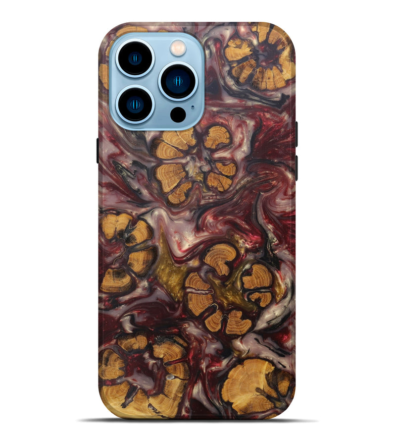 iPhone 14 Pro Max Wood+Resin Live Edge Phone Case - Lecien (Dark Red, 600123)