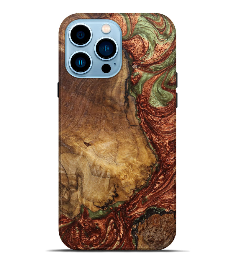 iPhone 14 Pro Max Wood+Resin Live Edge Phone Case - Eliza (Red, 639582)