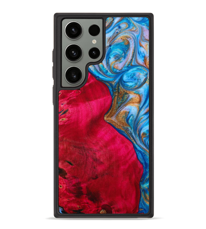 Galaxy S23 Ultra Wood+Resin Phone Case - Aubree (Teal & Gold, 642015)