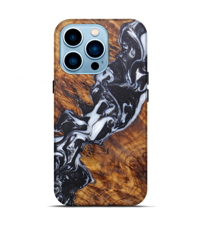 iPhone 14 Pro Wood+Resin Live Edge Phone Case - Marylin (Black & White, 597030)