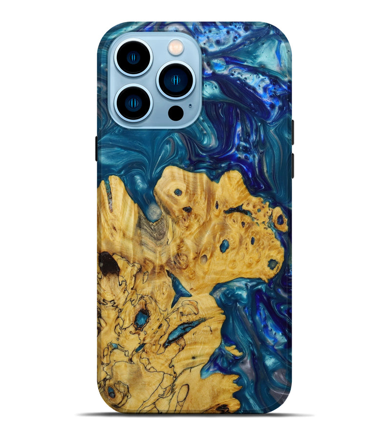 iPhone 14 Pro Max Wood+Resin Live Edge Phone Case - Shelby (Green, 647924)