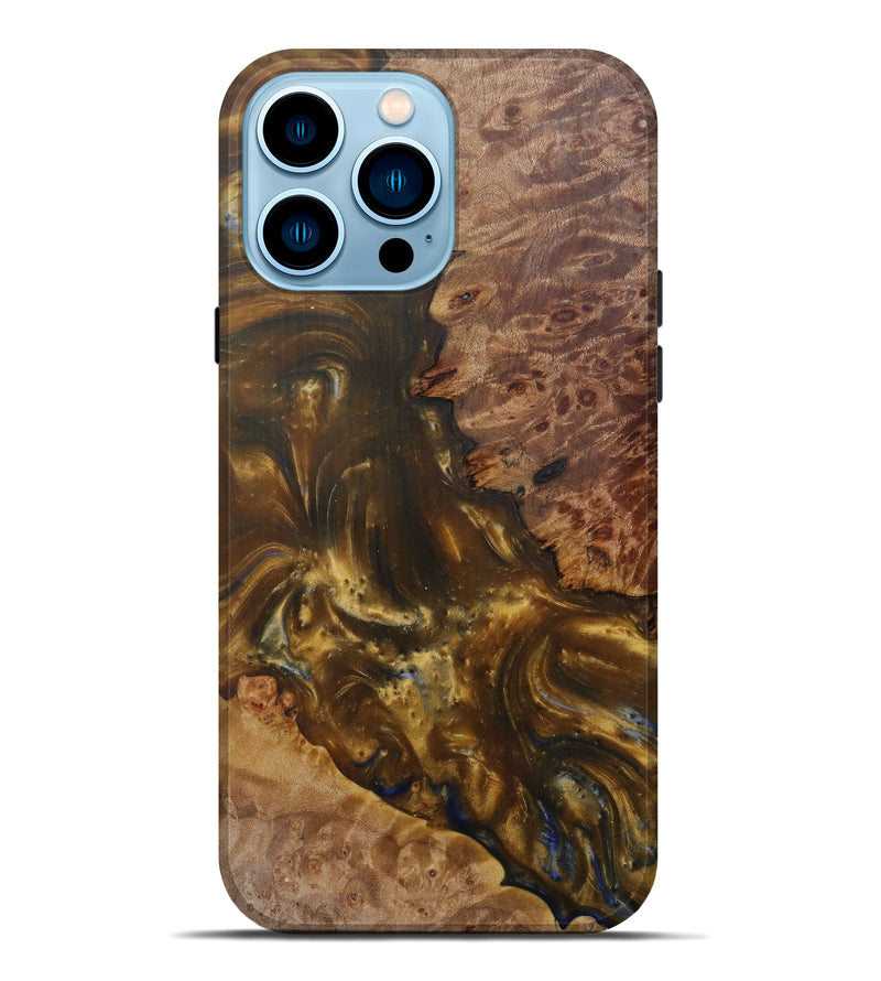 iPhone 14 Pro Max Wood+Resin Live Edge Phone Case - Bobbie (Metallic, 590672)