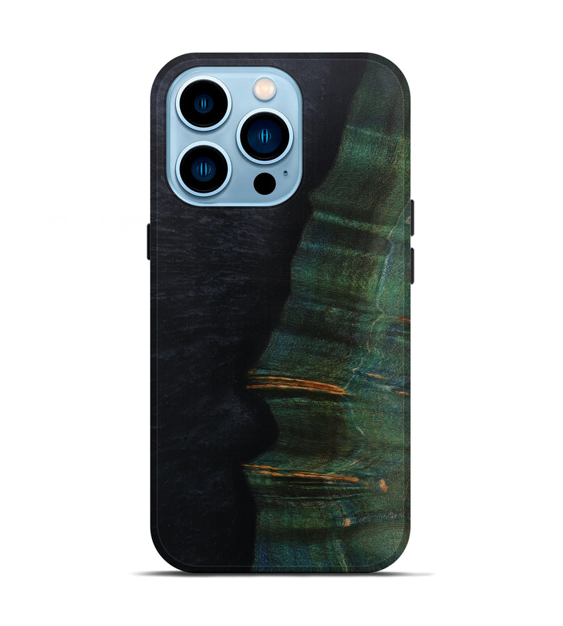 iPhone 14 Pro Wood+Resin Live Edge Phone Case - Darrel (Pure Black, 587787)
