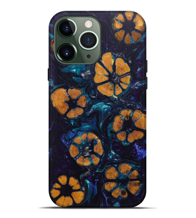 iPhone 13 Pro Max Wood+Resin Live Edge Phone Case - Brahmananda (Dark Blue, 597303)
