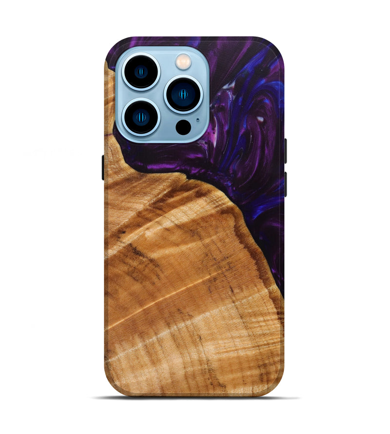 iPhone 14 Pro Wood+Resin Live Edge Phone Case - Caroline (Purple, 613934)