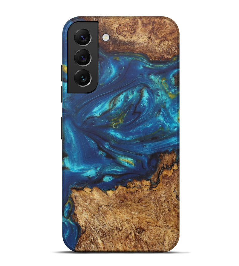 Galaxy S22 Plus Wood+Resin Live Edge Phone Case - Lauryn (Teal & Gold, 602504)