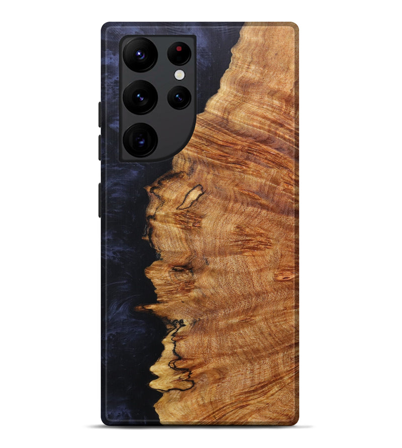 Galaxy S22 Ultra Wood+Resin Live Edge Phone Case - Fausto (Pure Black, 607222)