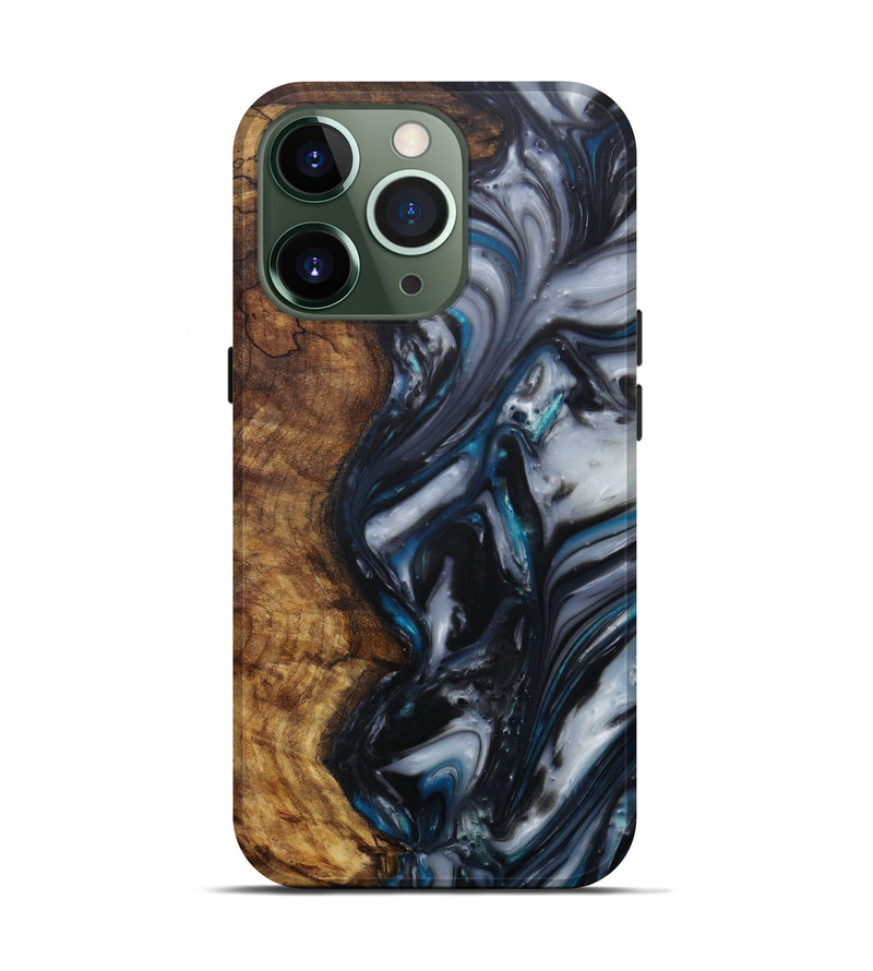 iPhone 13 Pro Wood+Resin Live Edge Phone Case - Bvworks (Black & White, 595984)