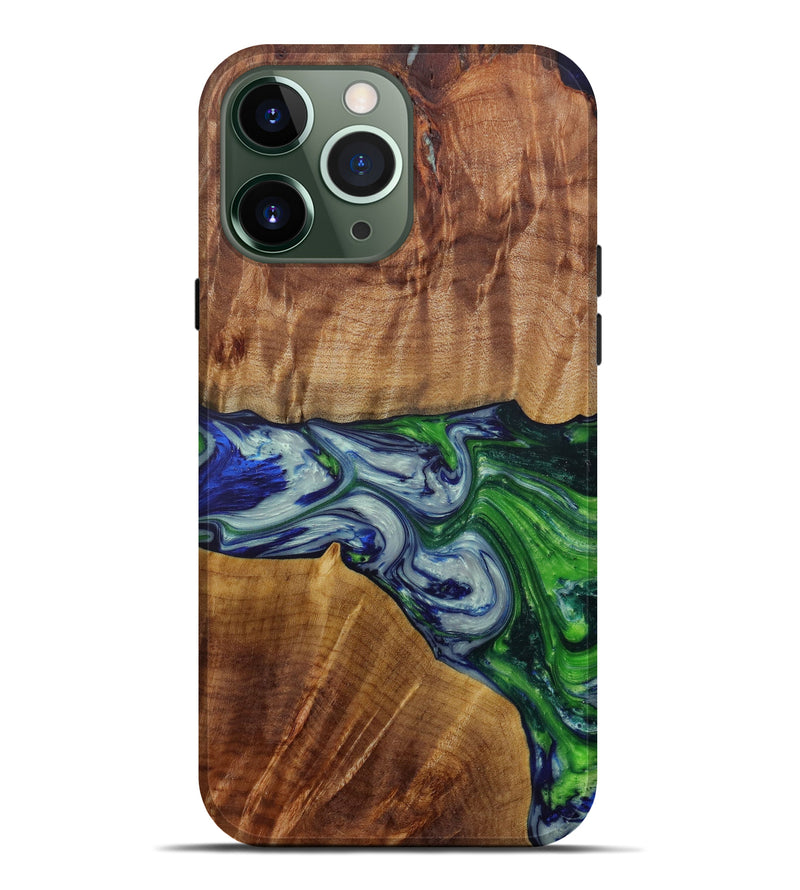 iPhone 13 Pro Max Wood+Resin Live Edge Phone Case - Jaynie (Dark Green, 596631)