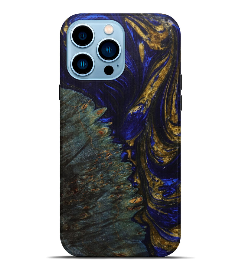 iPhone 14 Pro Max Wood+Resin Live Edge Phone Case - Nico (Dark Blue, 593331)