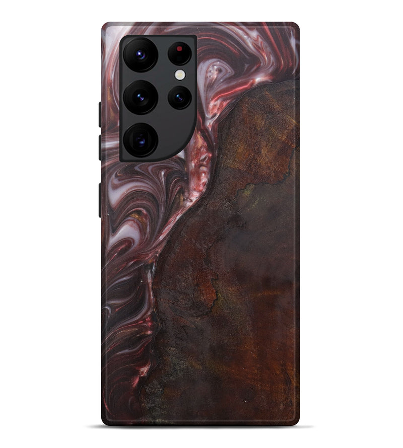 Galaxy S22 Ultra Wood+Resin Live Edge Phone Case - Ian (Dark Red, 592356)