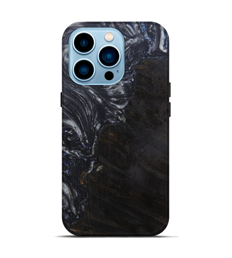 iPhone 14 Pro Wood+Resin Live Edge Phone Case - Jeff (Pure Black, 594858)