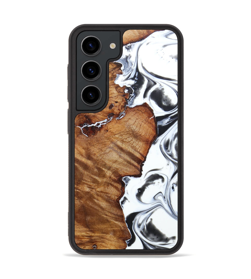 Galaxy S23 Wood+Resin Phone Case - Corrine (Black & White, 631615)