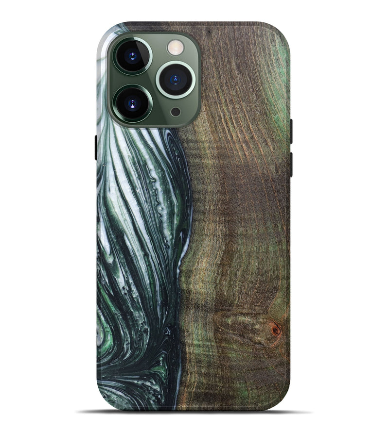 iPhone 13 Pro Max Wood+Resin Live Edge Phone Case - Shanae (Green, 620748)