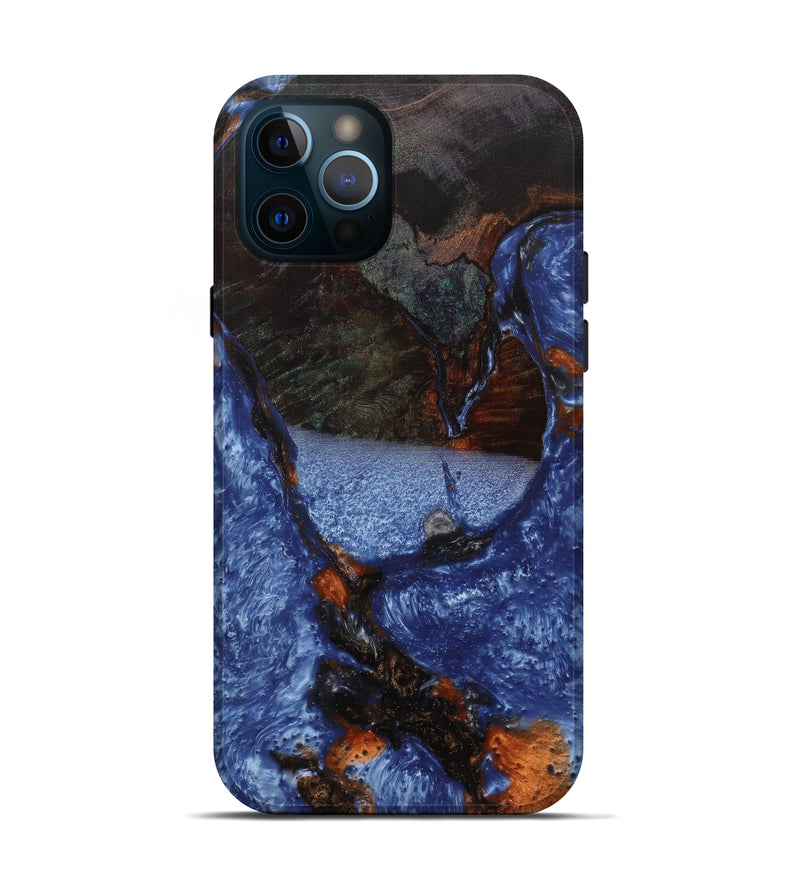 iPhone 12 Pro Wood+Resin Live Edge Phone Case - Viviana (Light Blue, 596657)