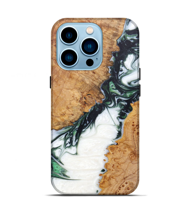 iPhone 14 Pro Wood+Resin Live Edge Phone Case - Montgomery (Black & White, 624505)